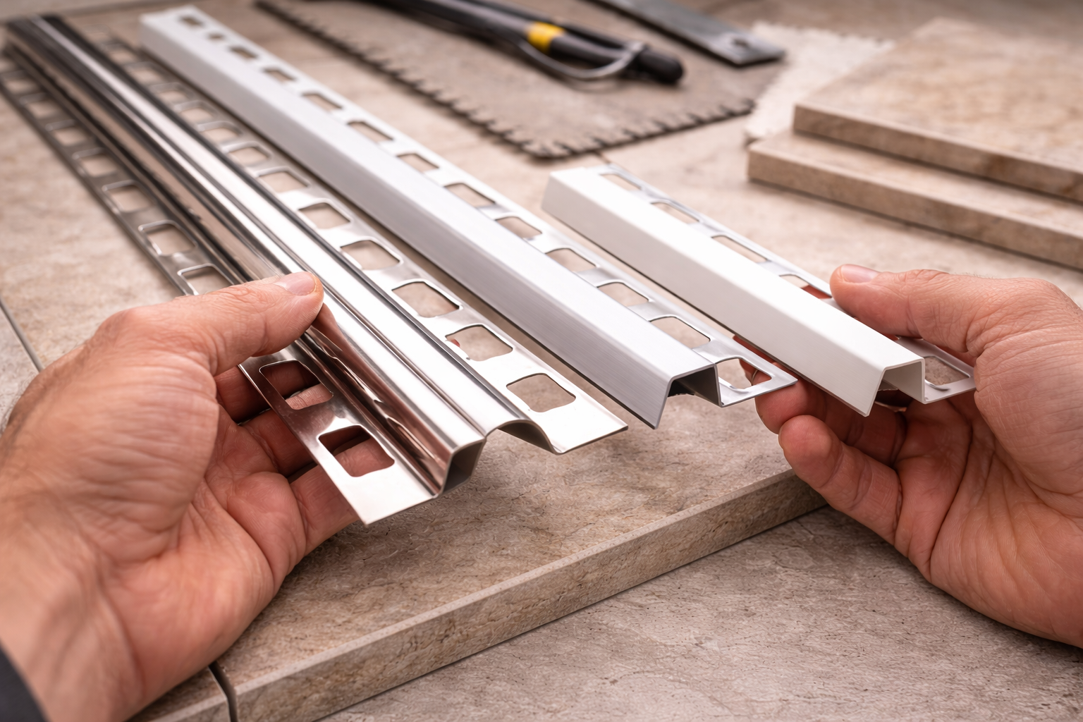 nerezová lišta do kúpeľne